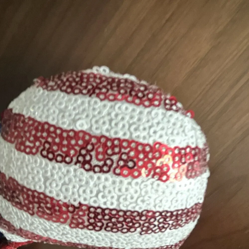 Disney Minnie Mouse USA Sequined Ears Bow Headband Striped Red/White/Blue